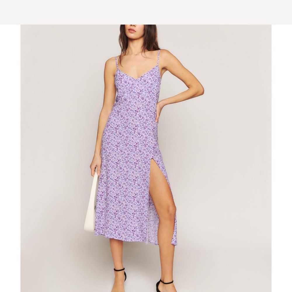 Reformation Lavender Floral Midi Dress